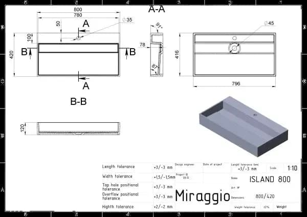 Lavoar pe blat Island 800, Miraggio