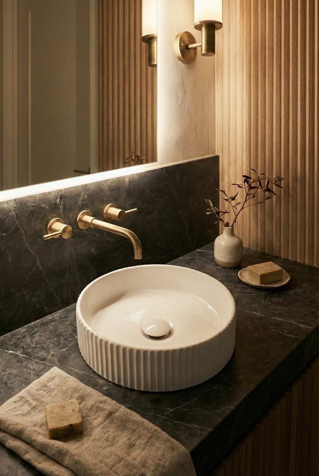 Lavoar rotund ceramic alb A545 - montat