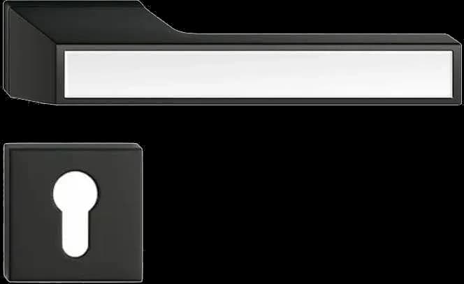 Mâner ușă MAXIMA CONNECT - Negru cu decor alb mat, cu yală inclusă