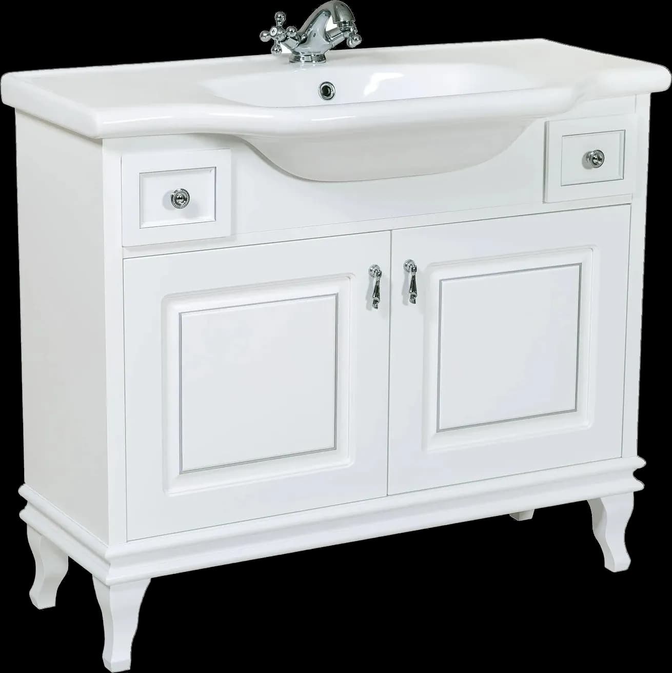 Mobilier de baie pe pardoseală Beatrice alb+crom