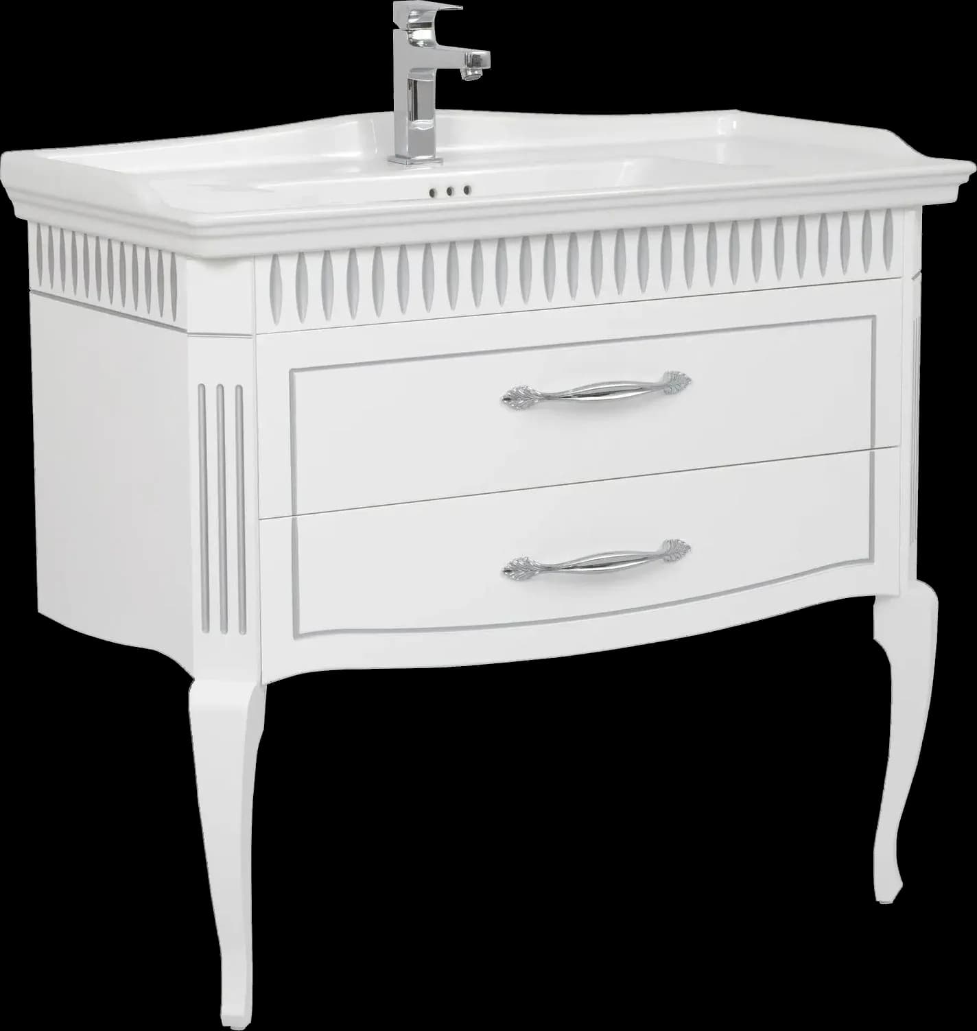Mobilier de baie pe pardoseală Royal, Alb+argintiu