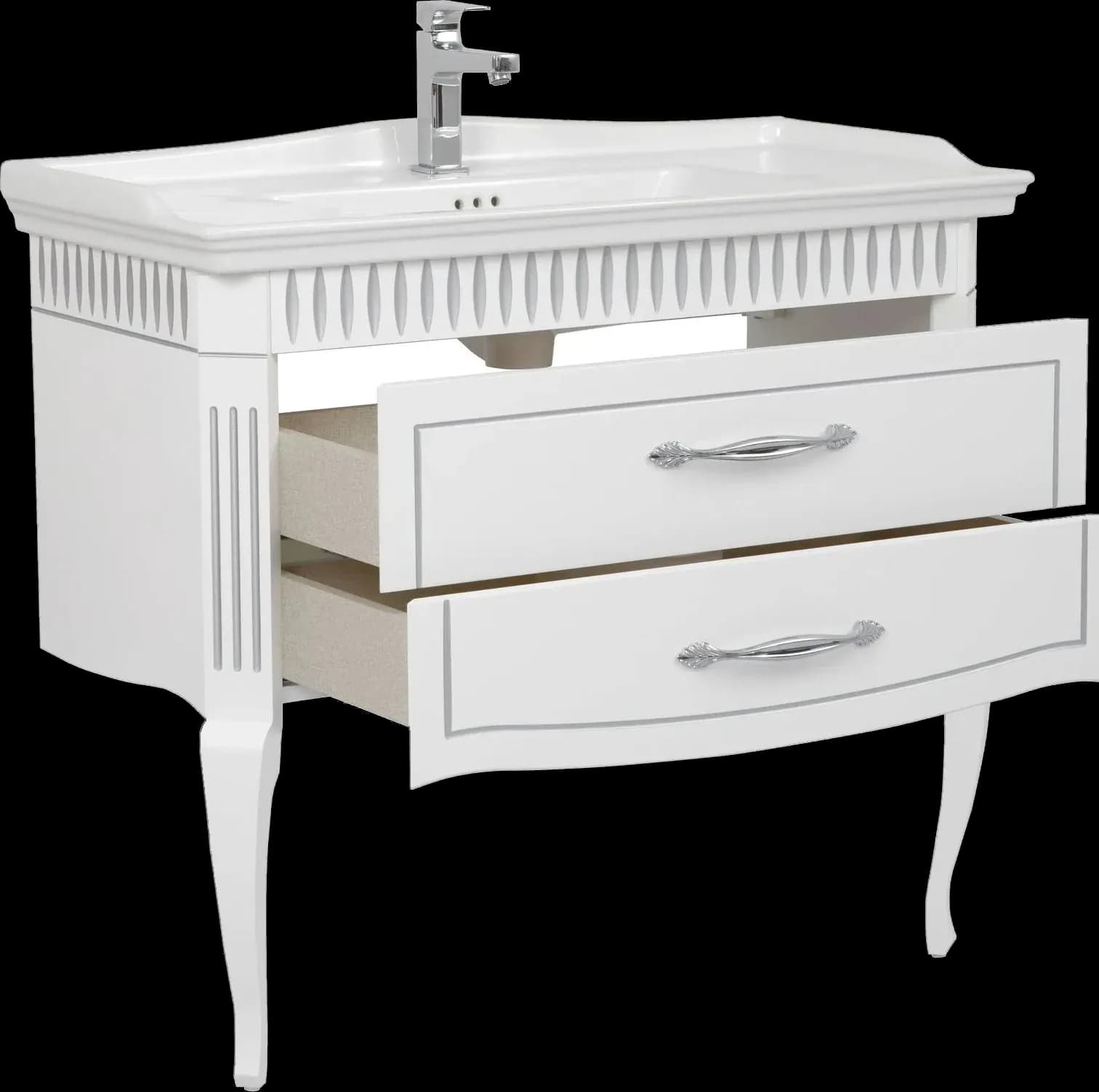 Mobilier de baie pe pardoseală Royal, Alb+argintiu