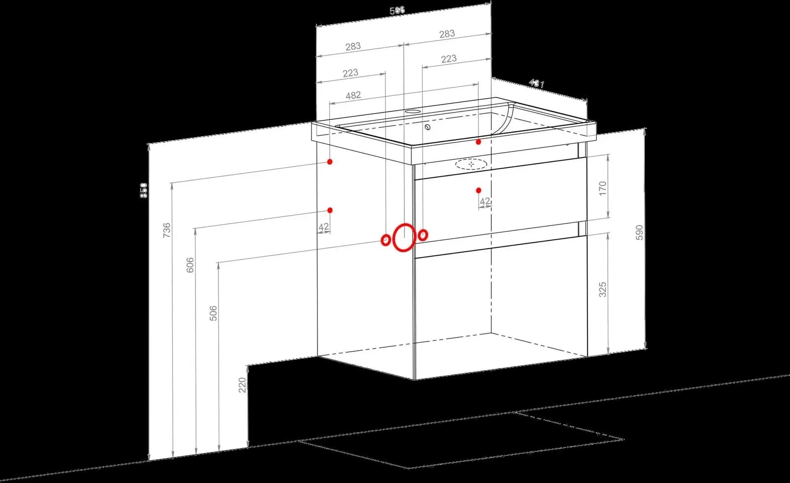 Mobilier de baie suspendat Elite, Mokko