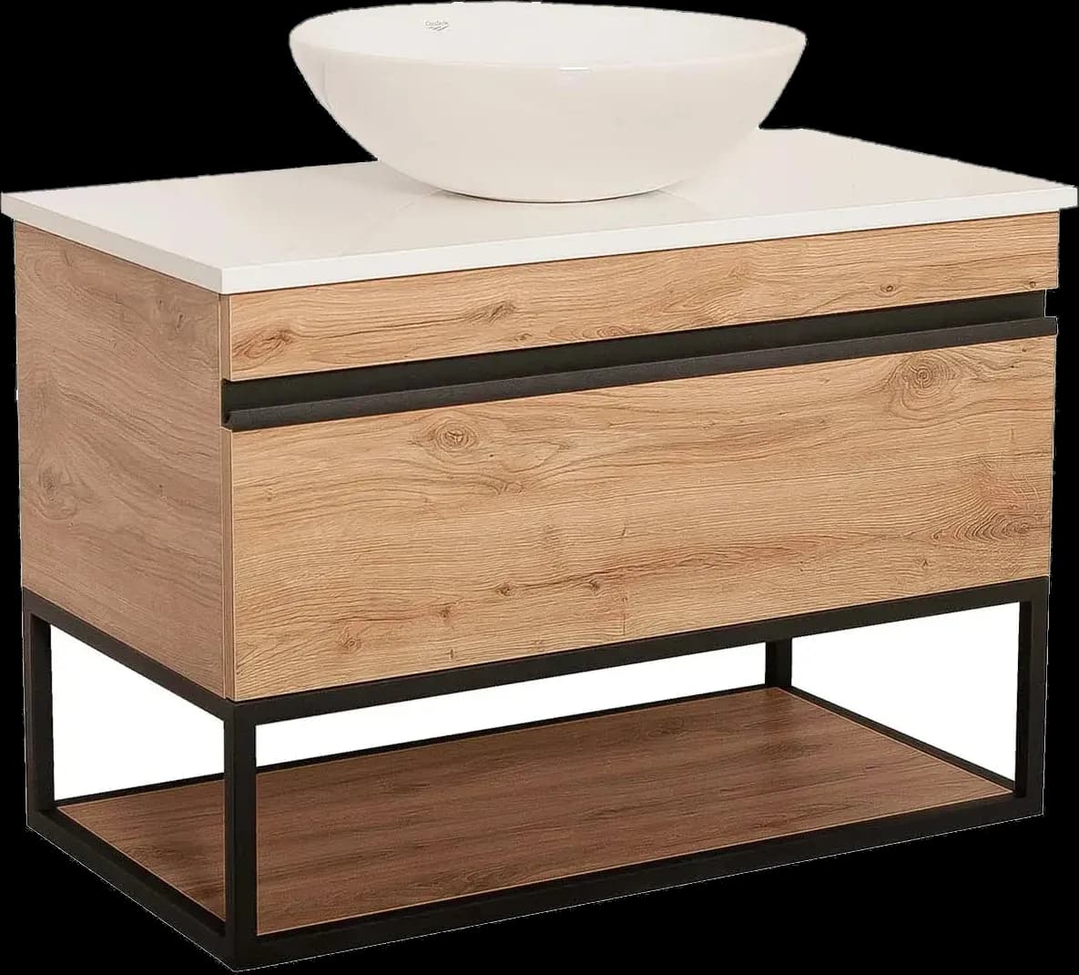 Mobilier de baie suspendat Loft Iron Seville, cu blat
