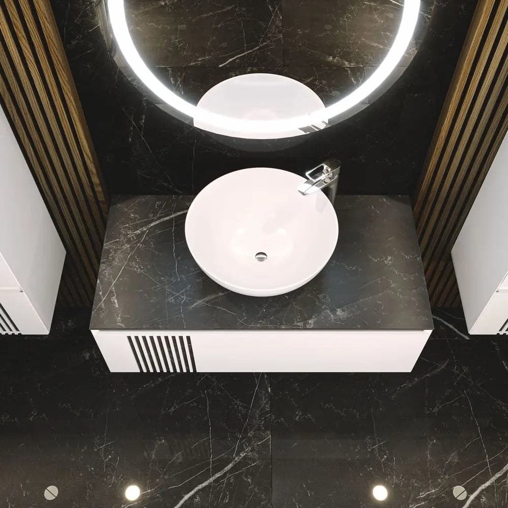 Mobilier de baie suspendat Manhattan , Alb - montat