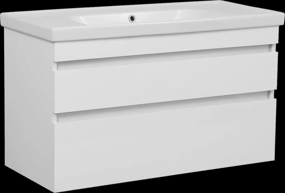 Mobilier de baie suspendat Vintage, Alb lucios