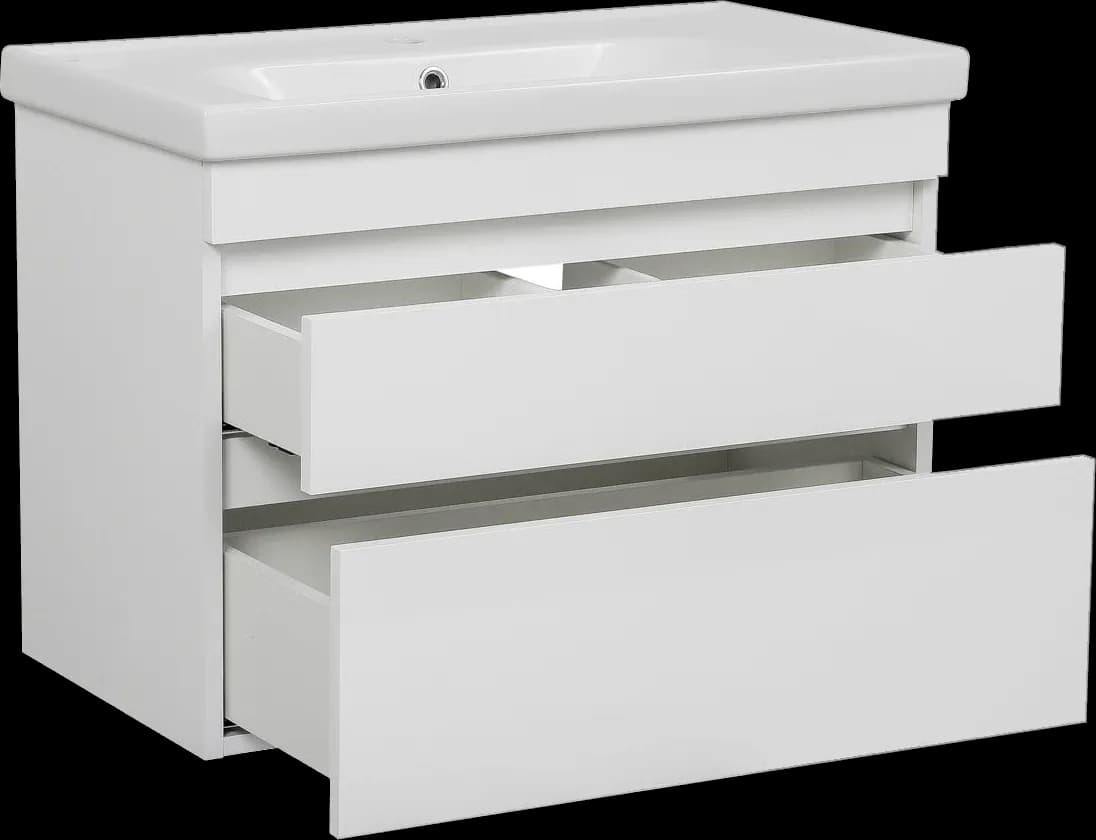 Mobilier de baie suspendat Vintage, Alb lucios