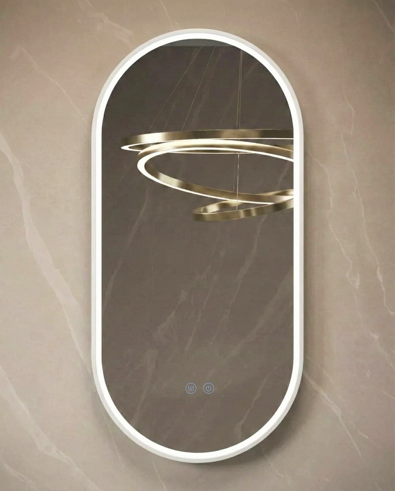 Oglindă baie LED 50×100 cm ovală, 3 nuanțe de lumină, dezaburire și touch control J-3055