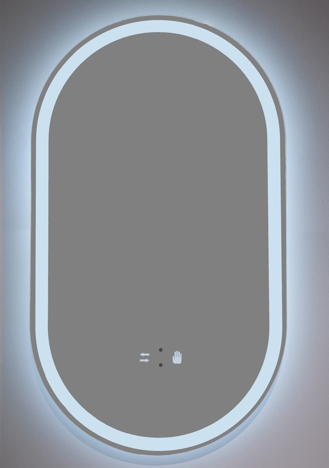 Oglindă baie LED 50×100 cm ovală, 3 nuanțe de lumină și senzor infraroșu J-120 - montat
