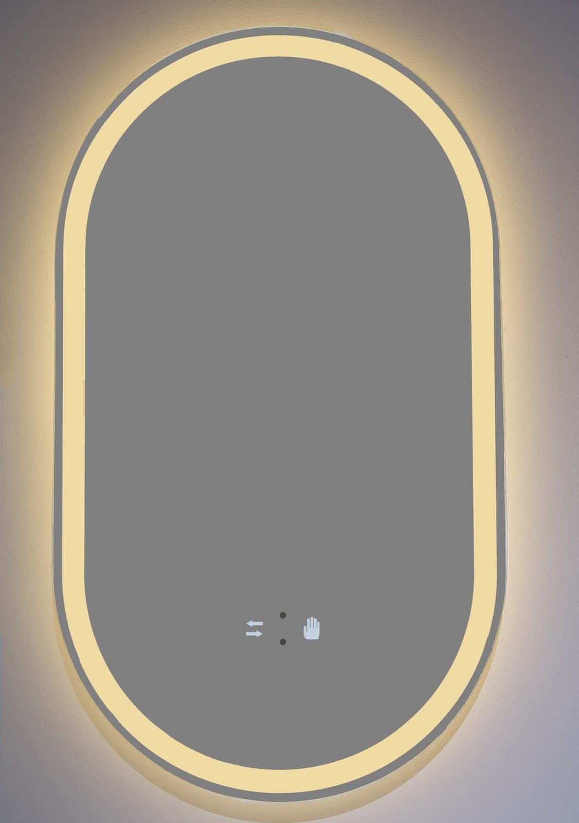 Oglindă baie LED 50×100 cm ovală, 3 nuanțe de lumină și senzor infraroșu J-120 - montat
