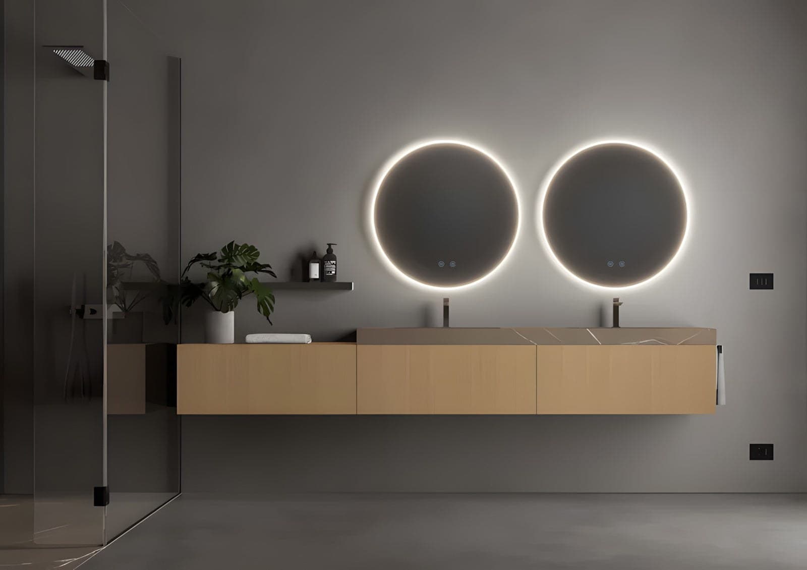 Oglindă baie LED ⌀50 cm rotundă, 3 nuanțe de lumină, dezaburire și touch control J-2112 - montat