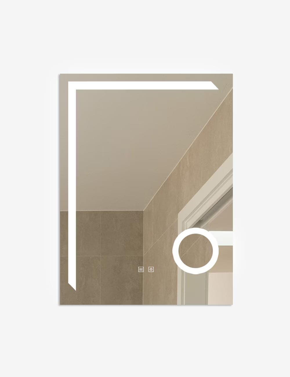 Oglindă baie LED 60×80 cm dreptunghiulară cu lupă cosmetică, 3 nuanțe de lumină, dezaburire și touch control J-1041B
