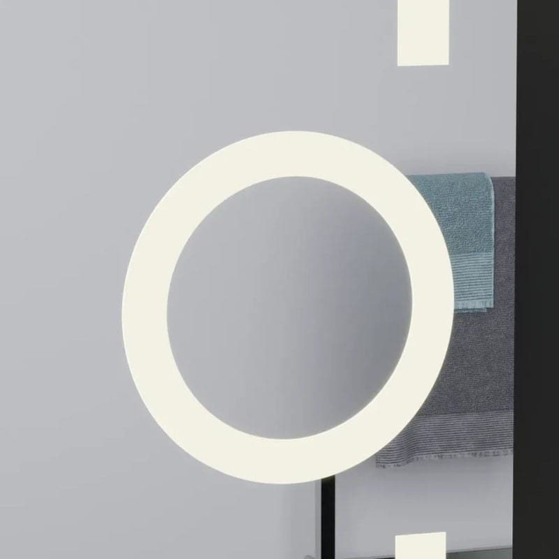 Oglindă baie LED 60×80 cm dreptunghiulară cu lupă cosmetică, 3 nuanțe de lumină, dezaburire și touch control J-1041 - montat