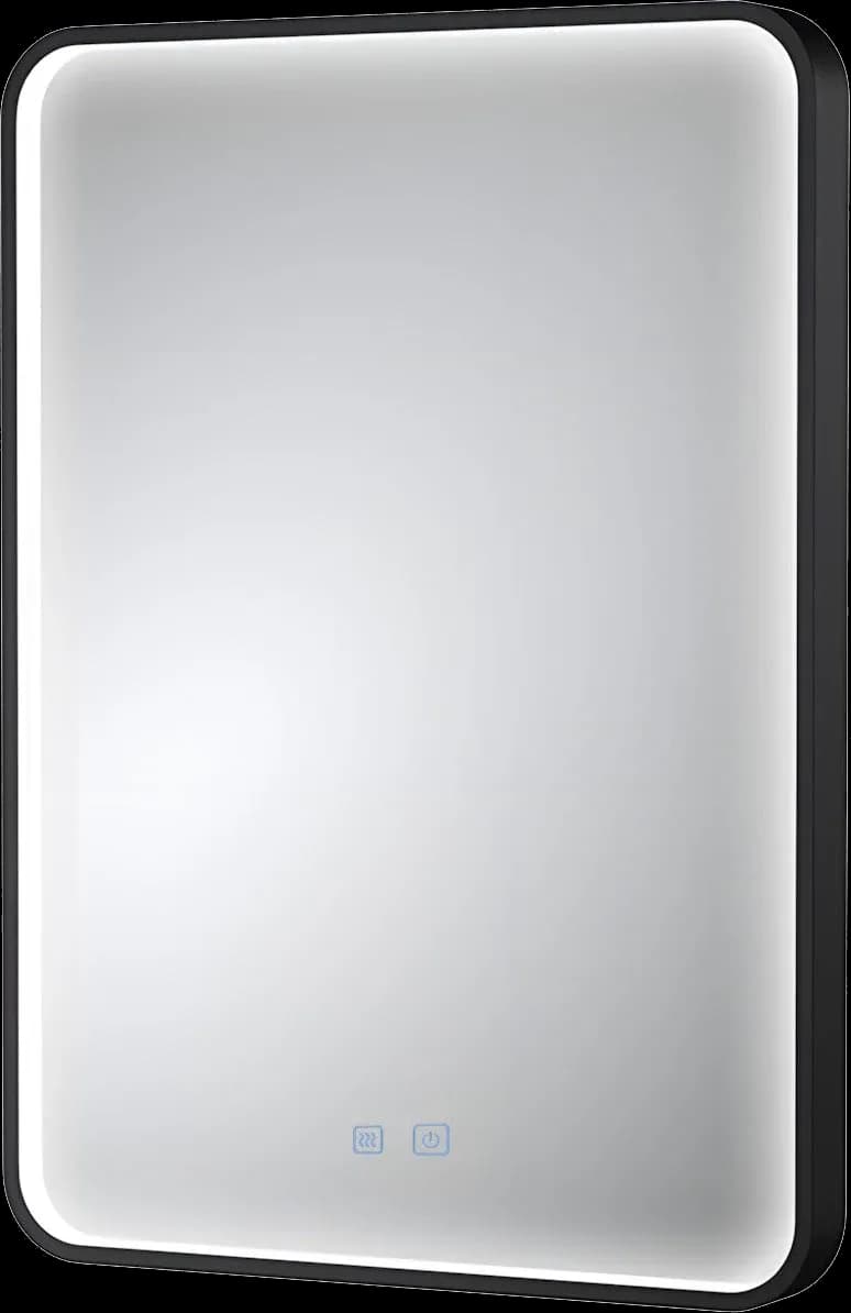 Oglindă baie LED 60×80 cm dreptunghiulară cu ramă din aluminiu negru, dezaburire și touch control J-1110