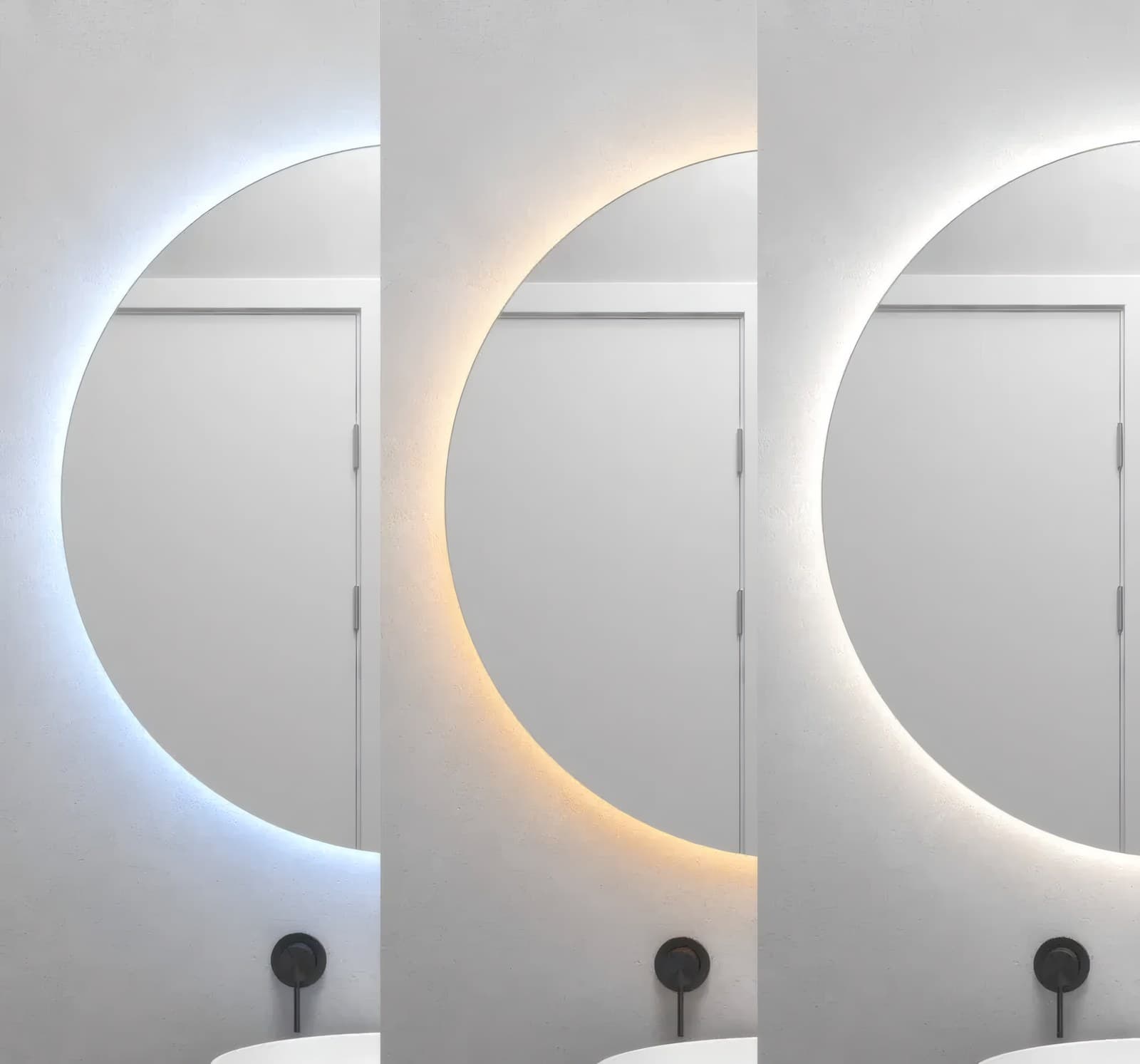 Oglindă baie LED ⌀60 cm / ⌀70 cm / ⌀80 cm / ⌀90 cm rotundă, 3 nuanțe de lumină, dezaburire și touch control J-170 - montat