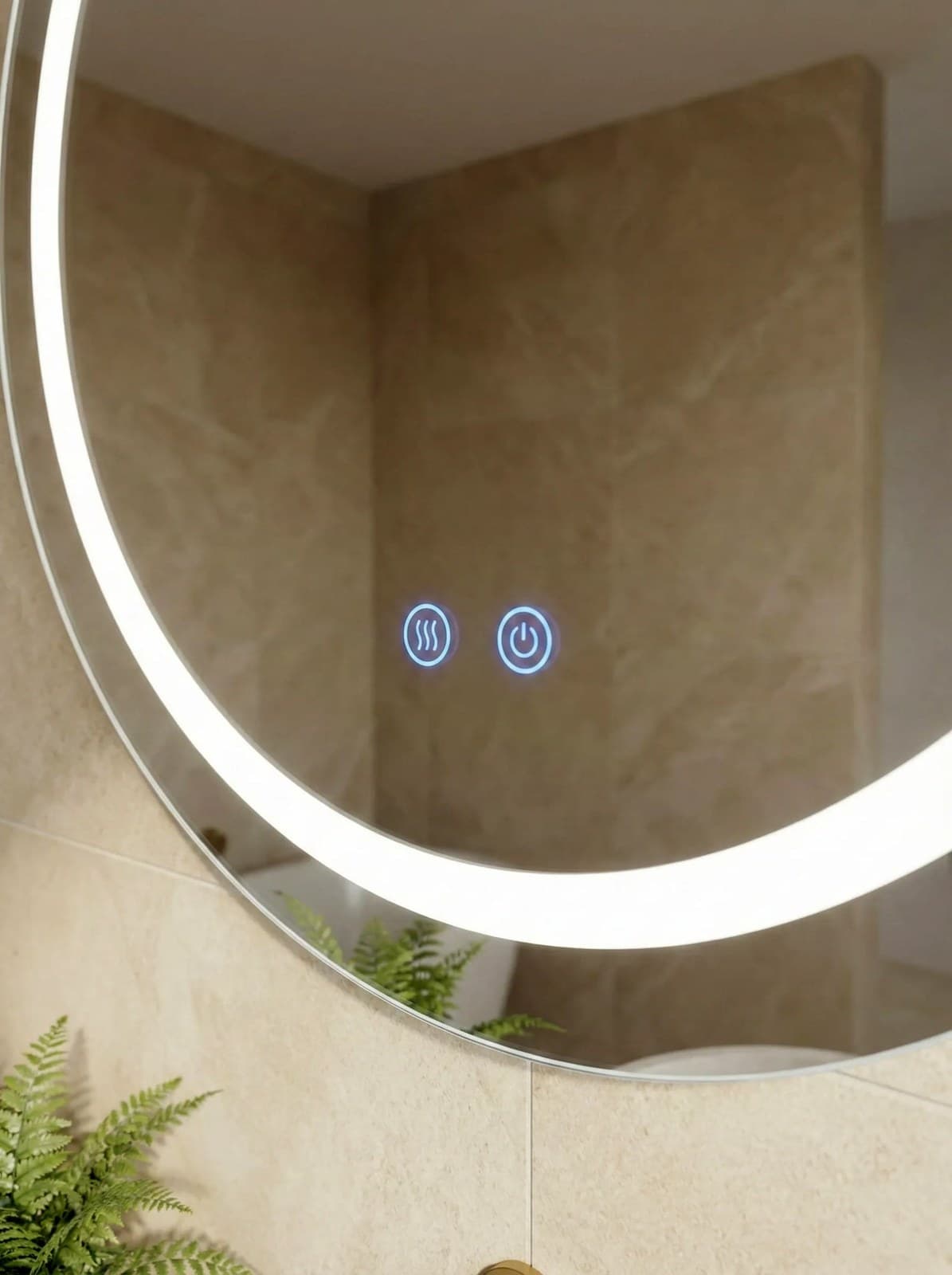 Oglindă baie LED ⌀60 cm rotundă, 3 nuanțe de lumină, dezaburire și touch control J-2011 - montat