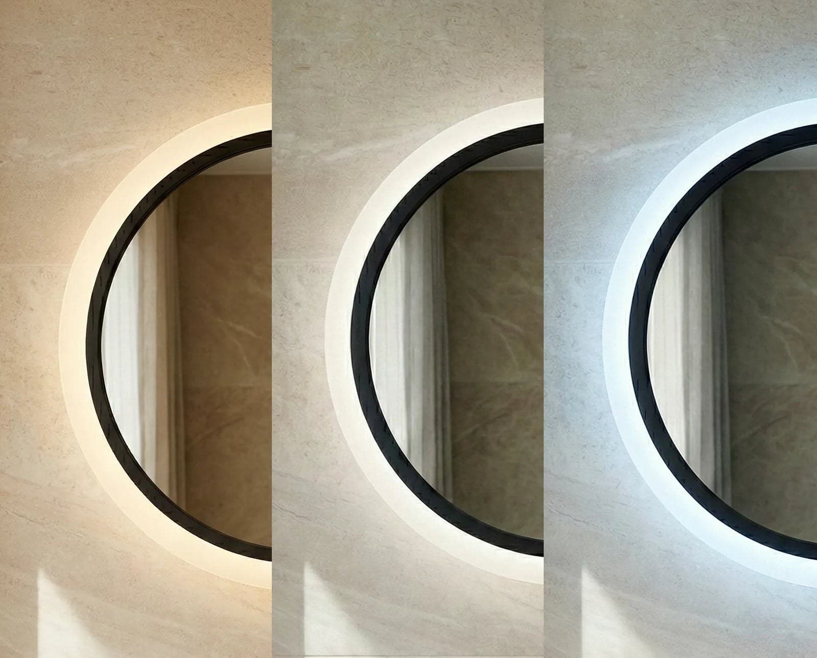 Oglindă baie LED ⌀60 cm rotundă, 3 nuanțe de lumină, senzor infraroșu J-2022 - montat