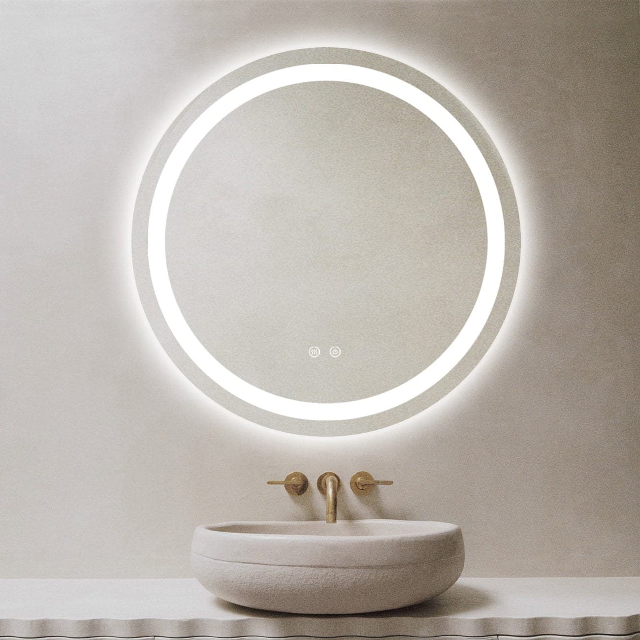 Oglindă baie LED ⌀70 cm rotundă, 3 nuanțe de lumină, dezaburire și touch control J-105