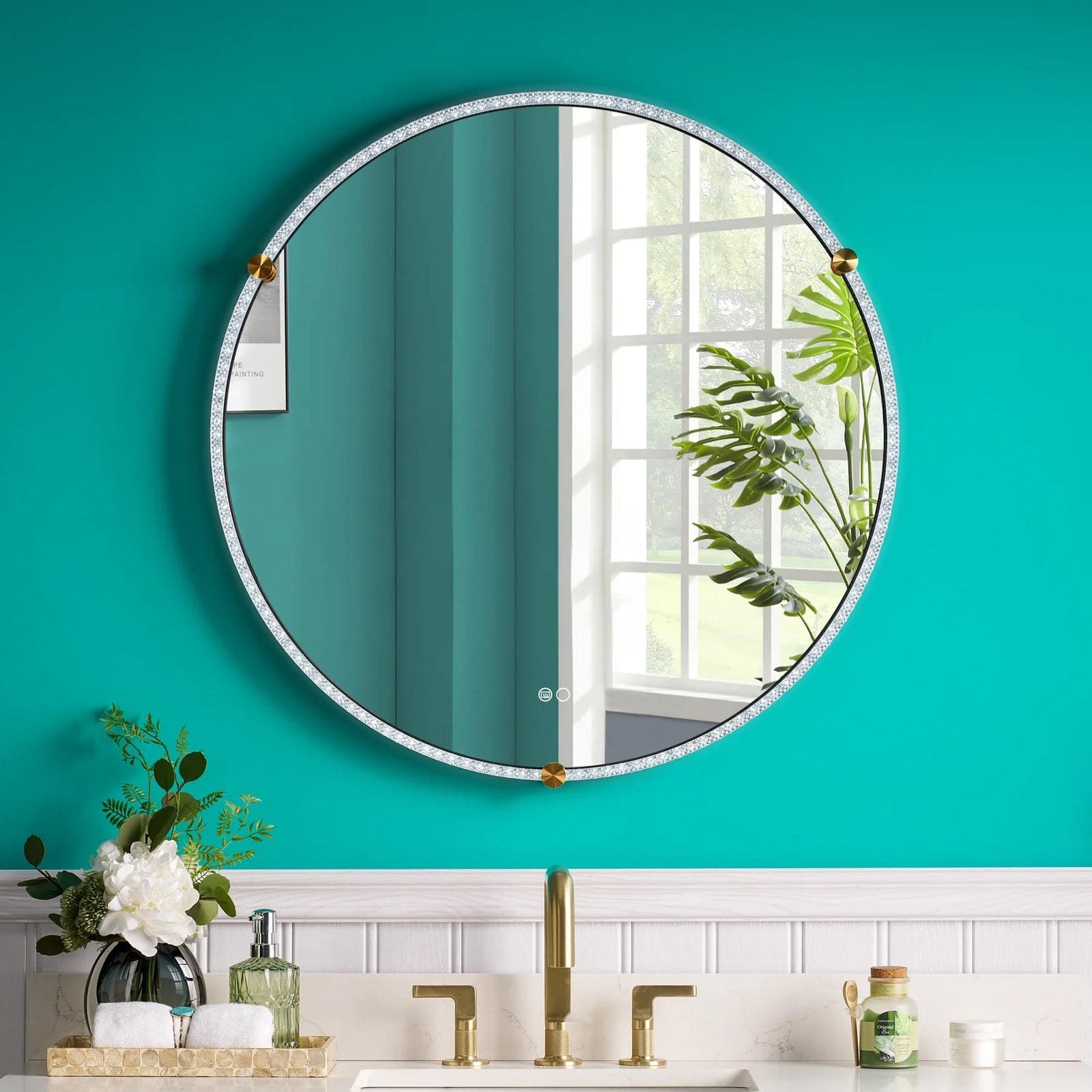 Oglindă baie LED ⌀70 cm rotundă, dezaburire și touch control J-2087