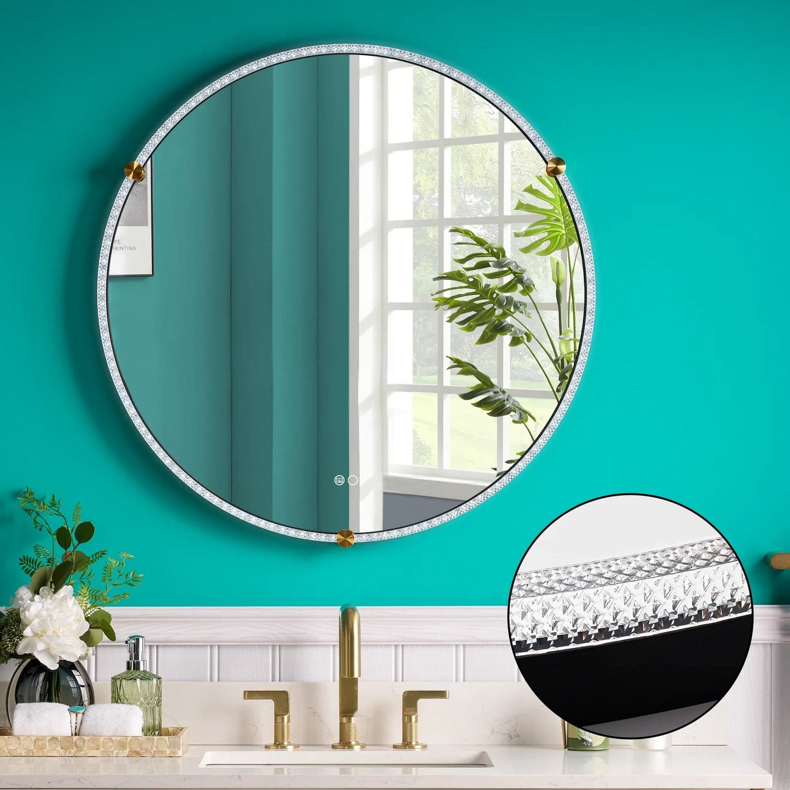 Oglindă baie LED ⌀70 cm rotundă, dezaburire și touch control J-2087 - montat