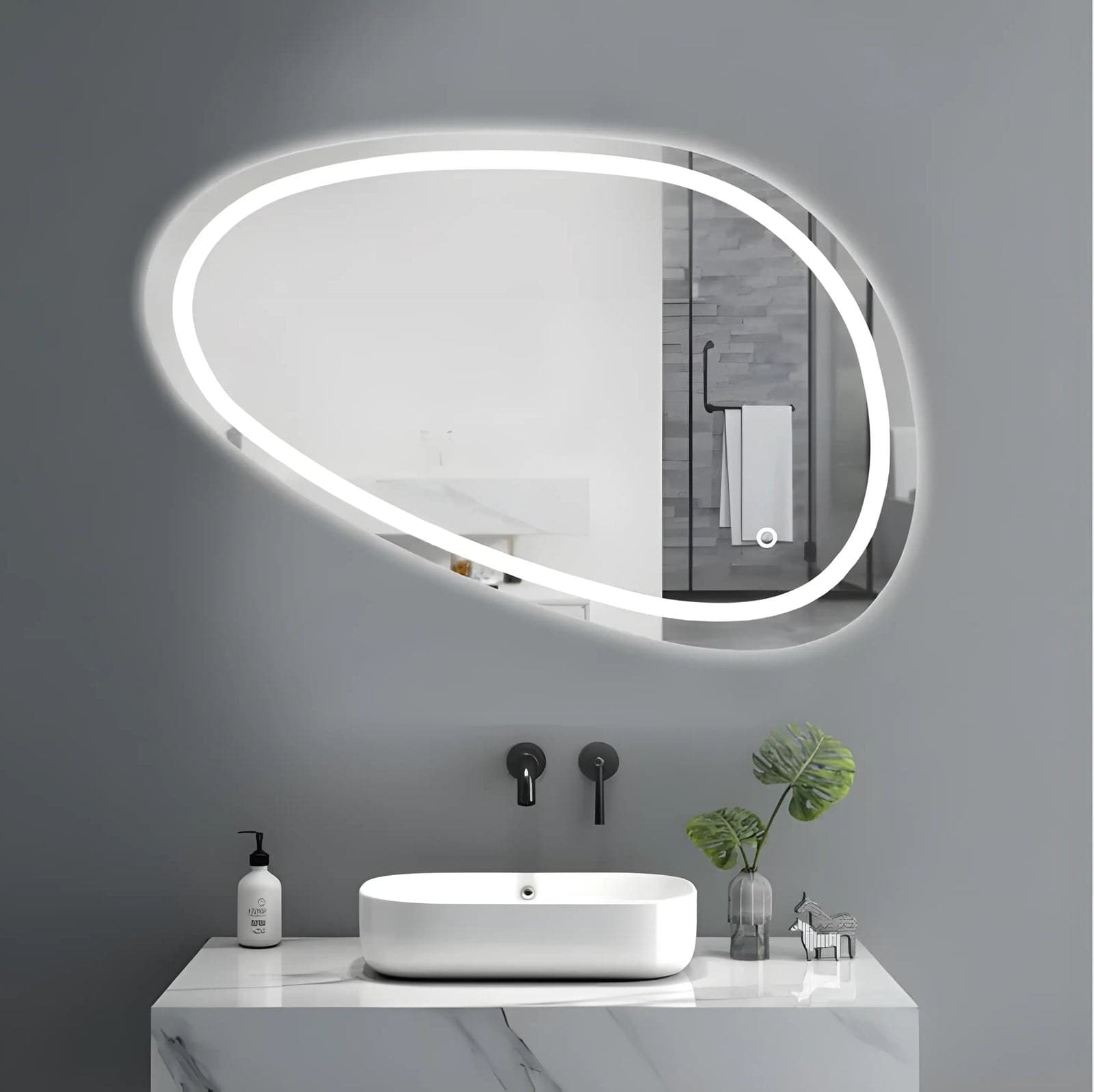 Oglinda Baie LED 80×45cm 3 Functii Touch Dezaburire J118