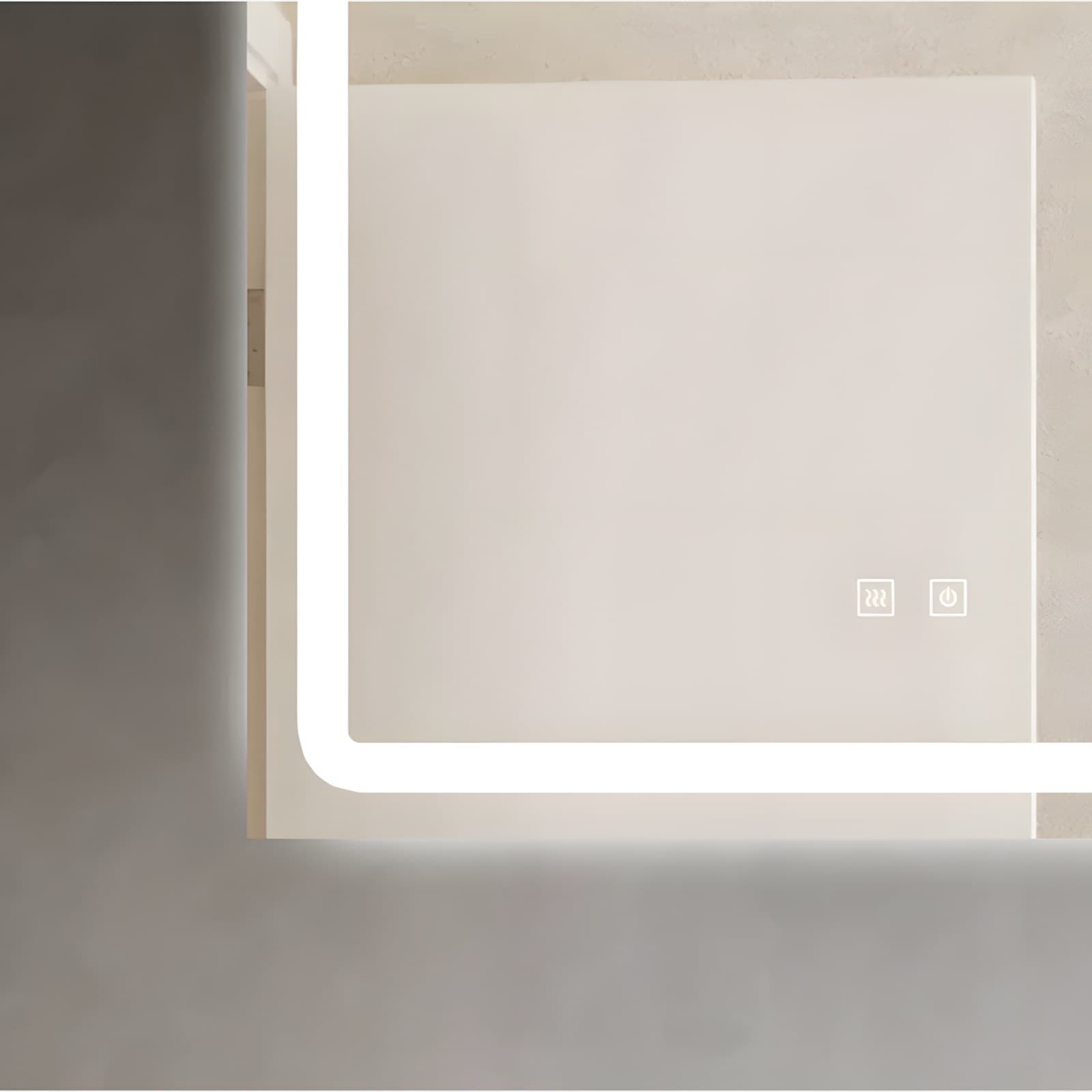 Oglindă baie LED 80×65 cm dreptunghiulară, 3 nuanțe de lumină, dezaburire și touch control J-103 - montat