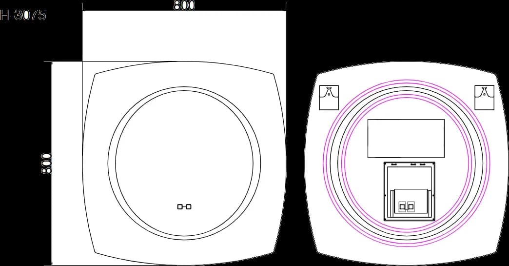 Oglindă baie LED 80×80 cm pătrată cu colțuri rotunjite, 3 nuanțe de lumină, dezaburire și touch control J-3075