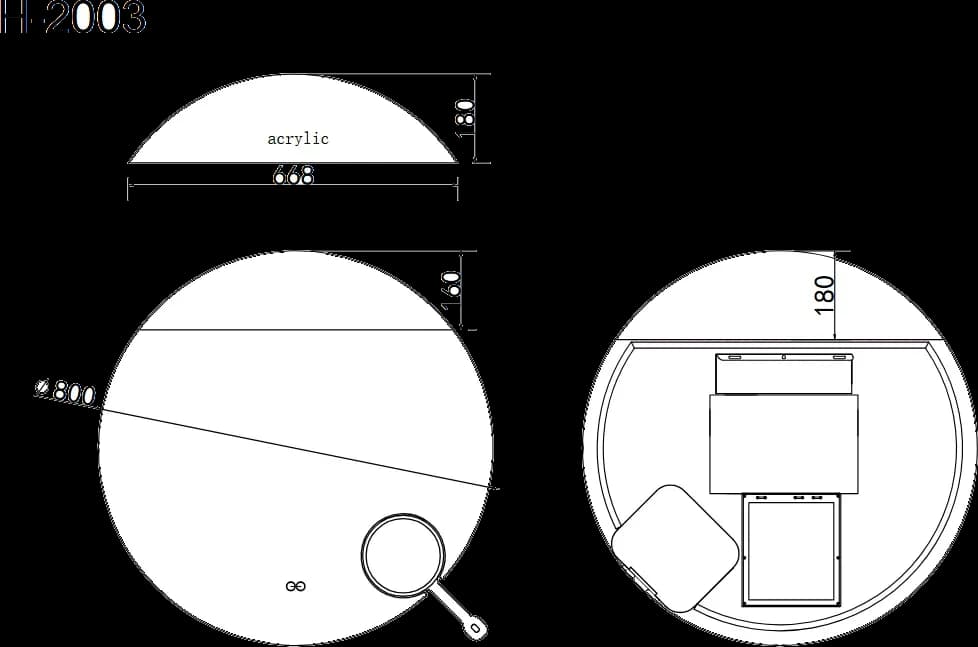 Oglindă baie LED ⌀80 cm rotundă cu lumină COB, 3 nuanțe de lumină, lupă cosmetică, dezaburire și touch control J-2003
