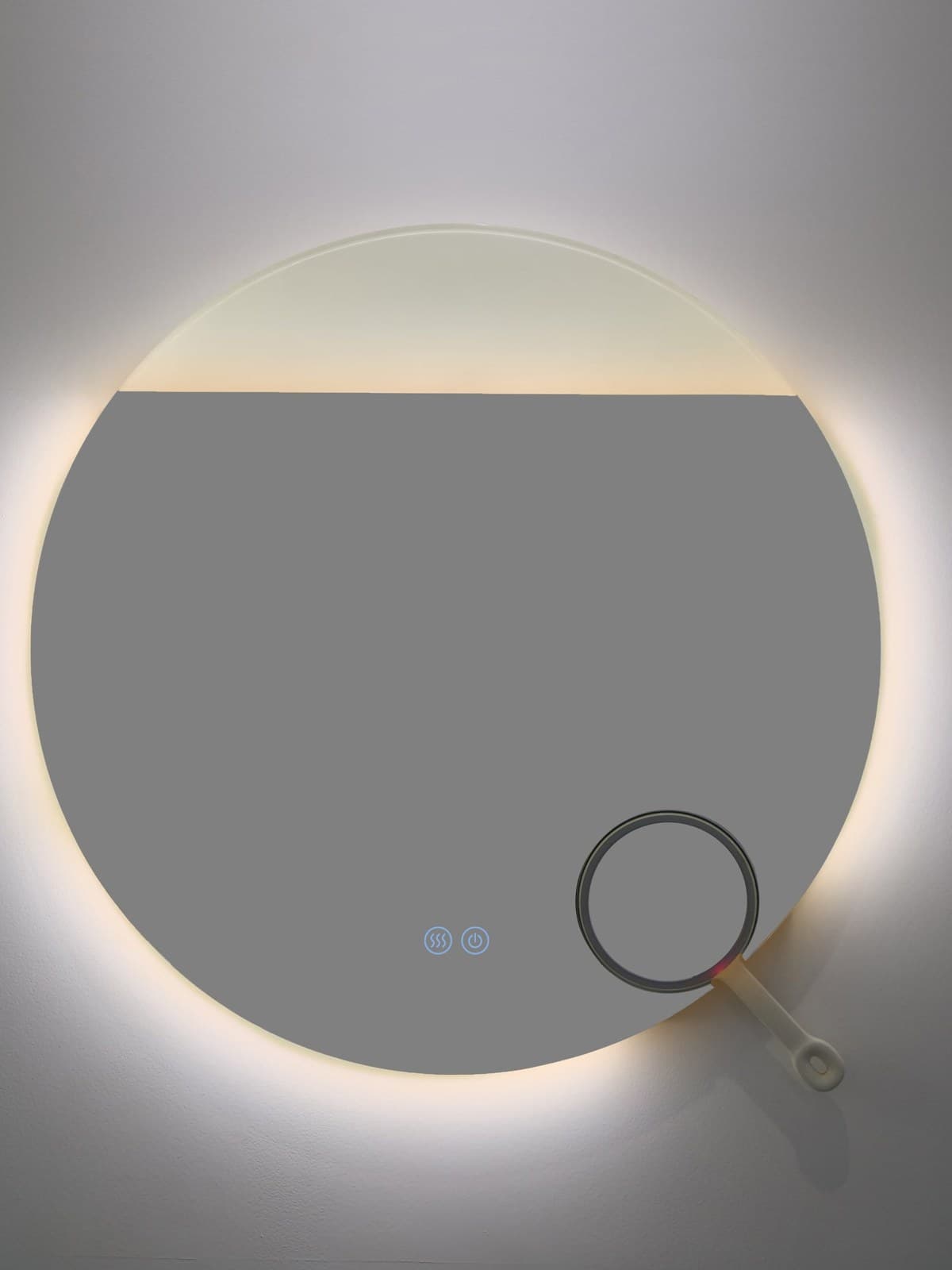Oglindă baie LED ⌀80 cm rotundă cu lumină COB, 3 nuanțe de lumină, lupă cosmetică, dezaburire și touch control J-2003 - montat