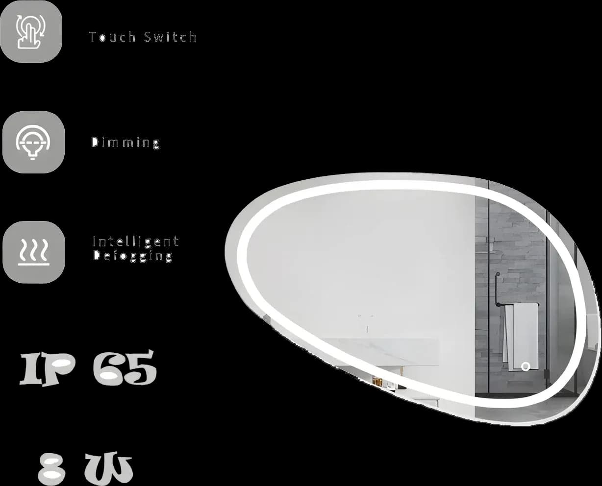 Oglinda LED Asimetrica 80×45cm Functie Dezaburire si Touch J18