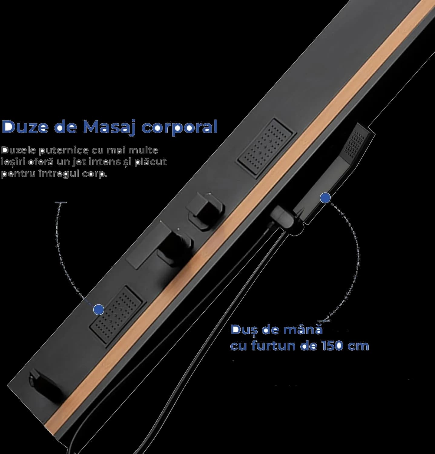 Panel de Duș Black & Bamboo