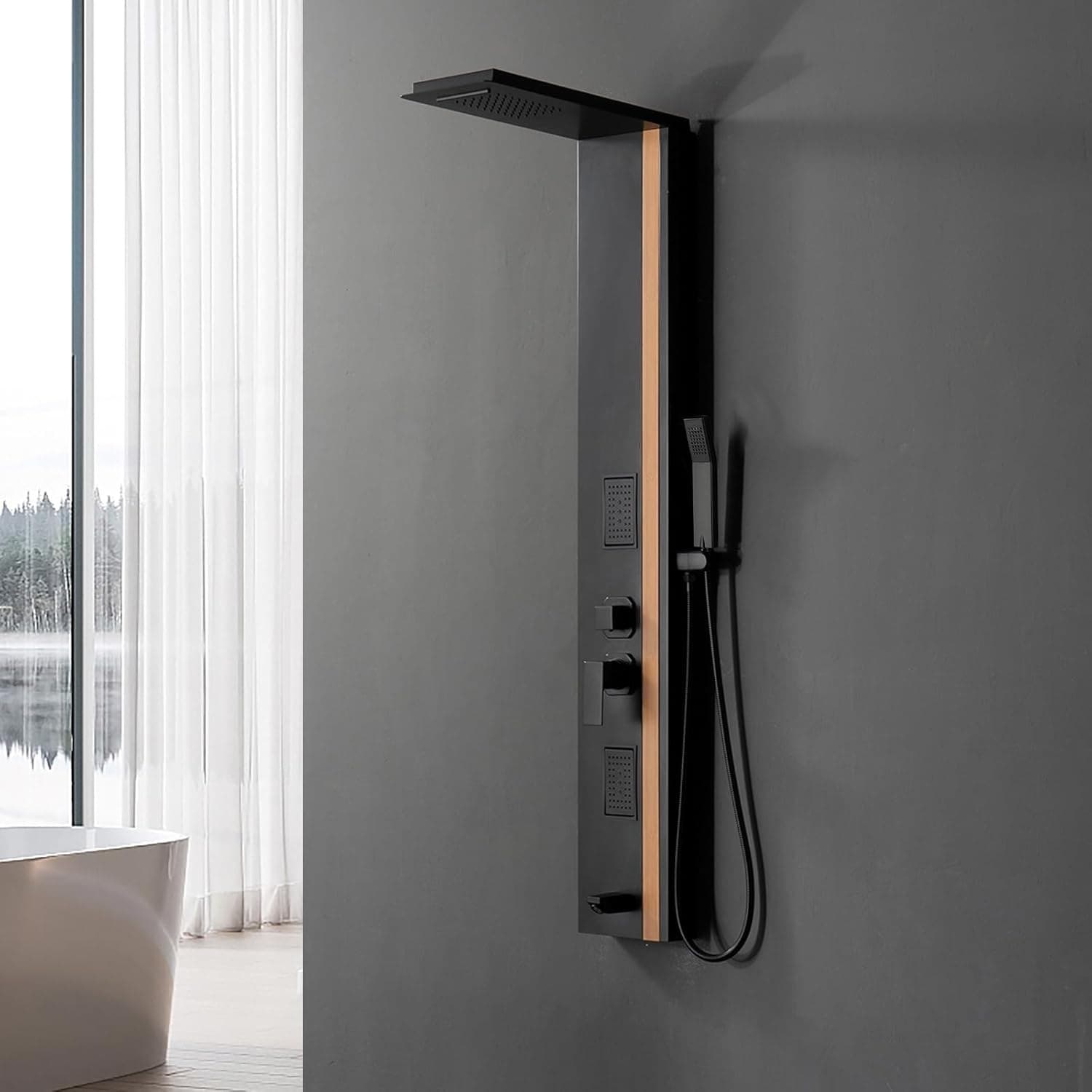 Panel de Duș Black & Bamboo - montat