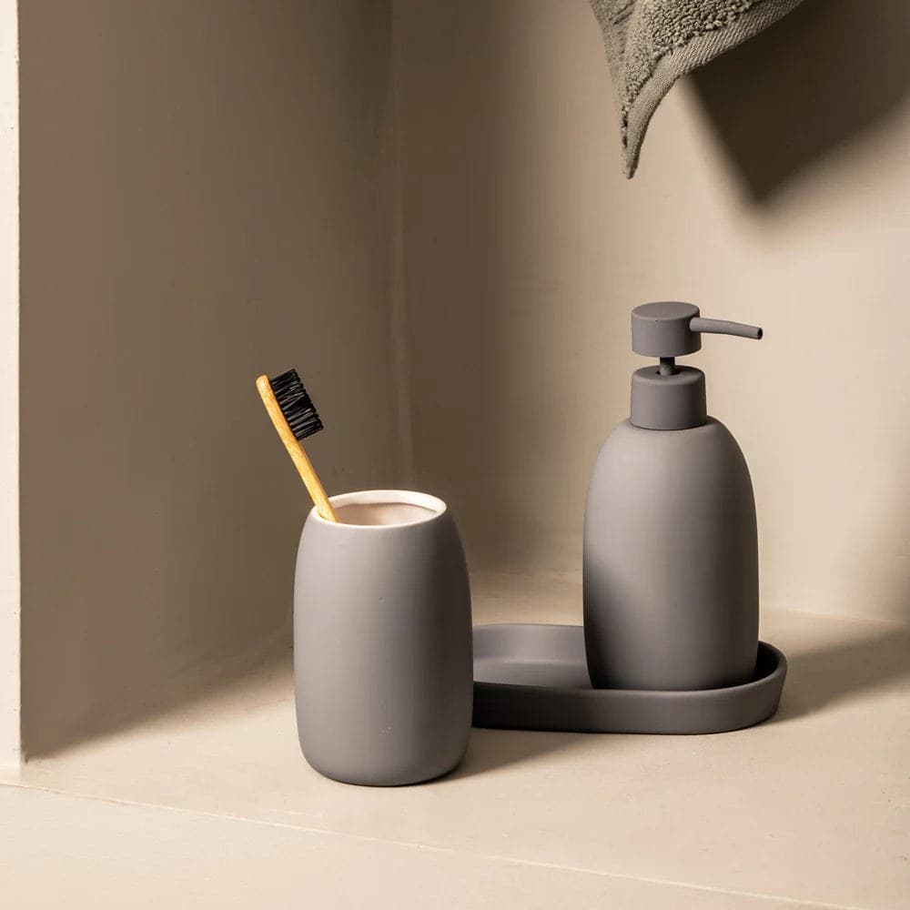Set 3 piese accesorii de baie gri mat - montat