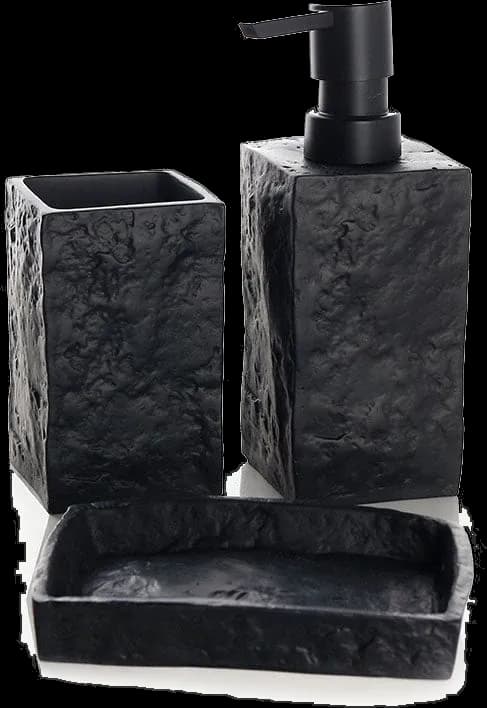Set 3 piese accesorii de baie negru piatra