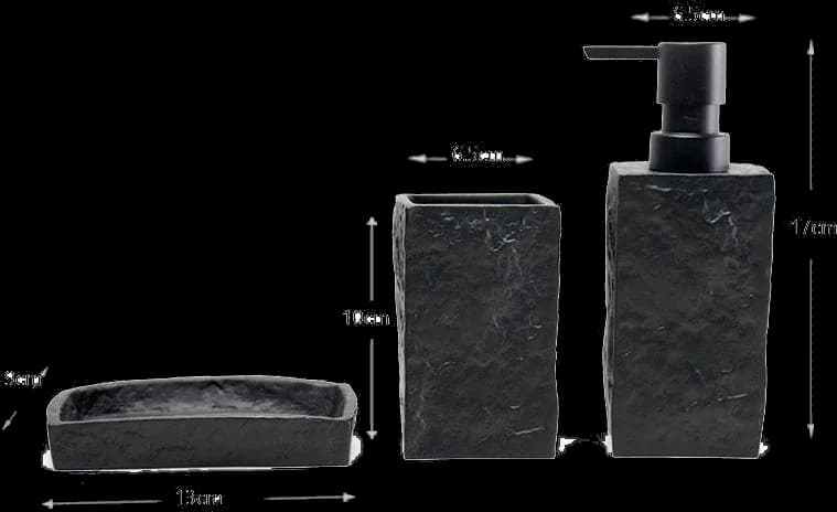 Set 3 piese accesorii de baie negru piatra