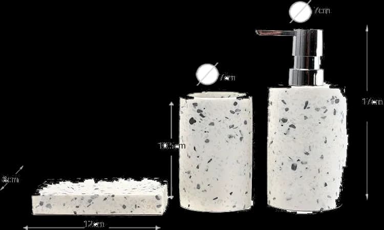 Set 3 piese accesorii de baie terrazzo alb cu gri