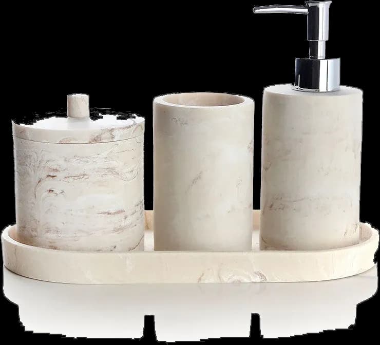 Set accesorii de baie 4 piese crem marmurat