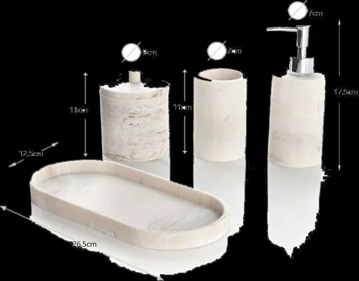 Set accesorii de baie 4 piese crem marmurat
