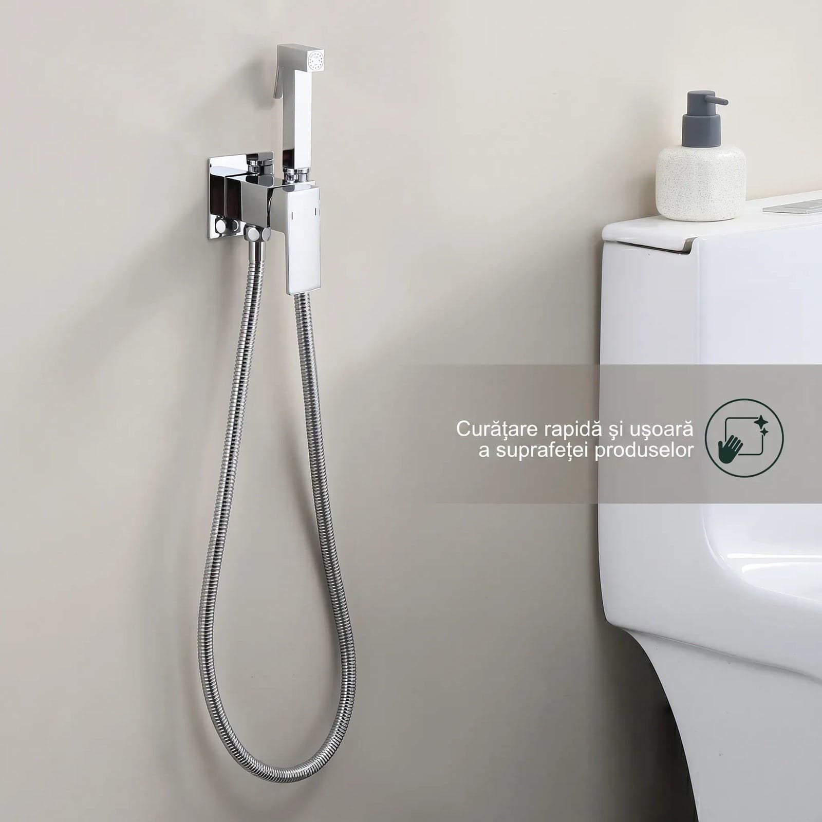Set duș igienic JH-17131 cu baterie - crom - montat