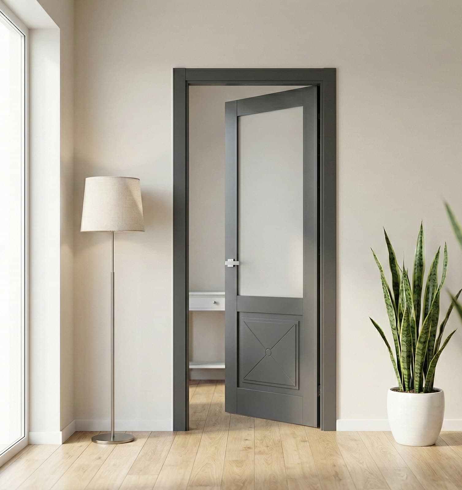 Ușă de interior ML-1102 cu sticlă satinată - montat