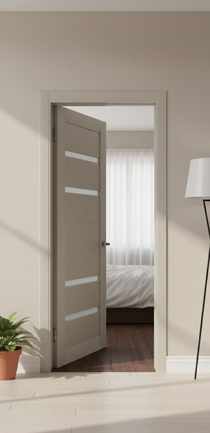 Ușă de interior ML-58 cu design geometric și inserții de sticlă - montat