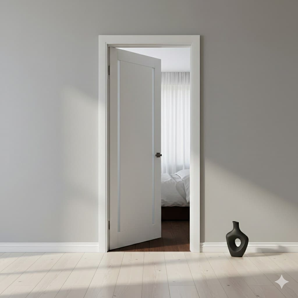 Ușă de interior ML-62 cu două benzi de sticlă satin - montat