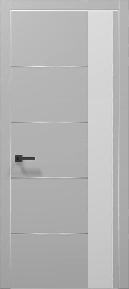 Ușă de interior PL-11 - minimalism pur cu sticlă/oglindă aplicată laterală - montat