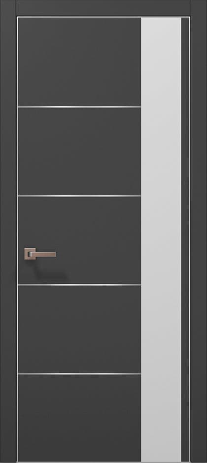 Ușă de interior PL-11 - minimalism pur cu sticlă/oglindă aplicată laterală - montat