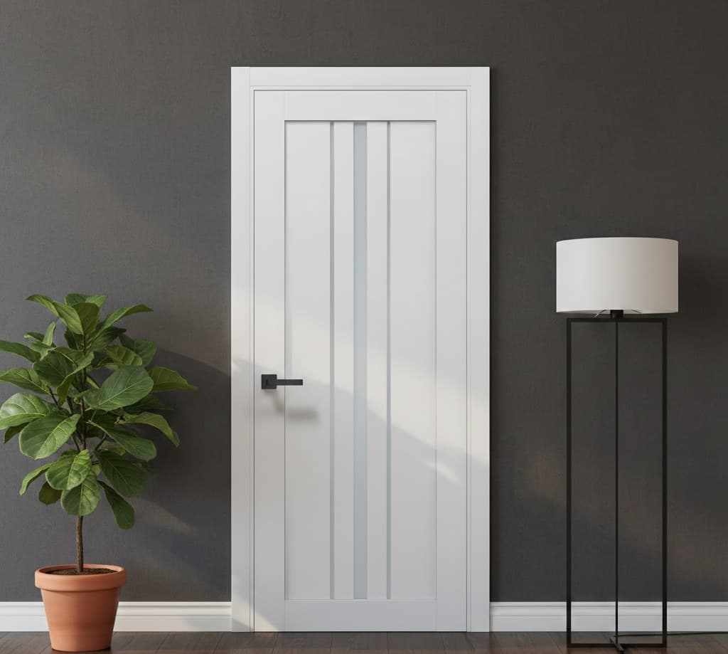 Ușă de interior T03 cu inserții verticale din sticlă