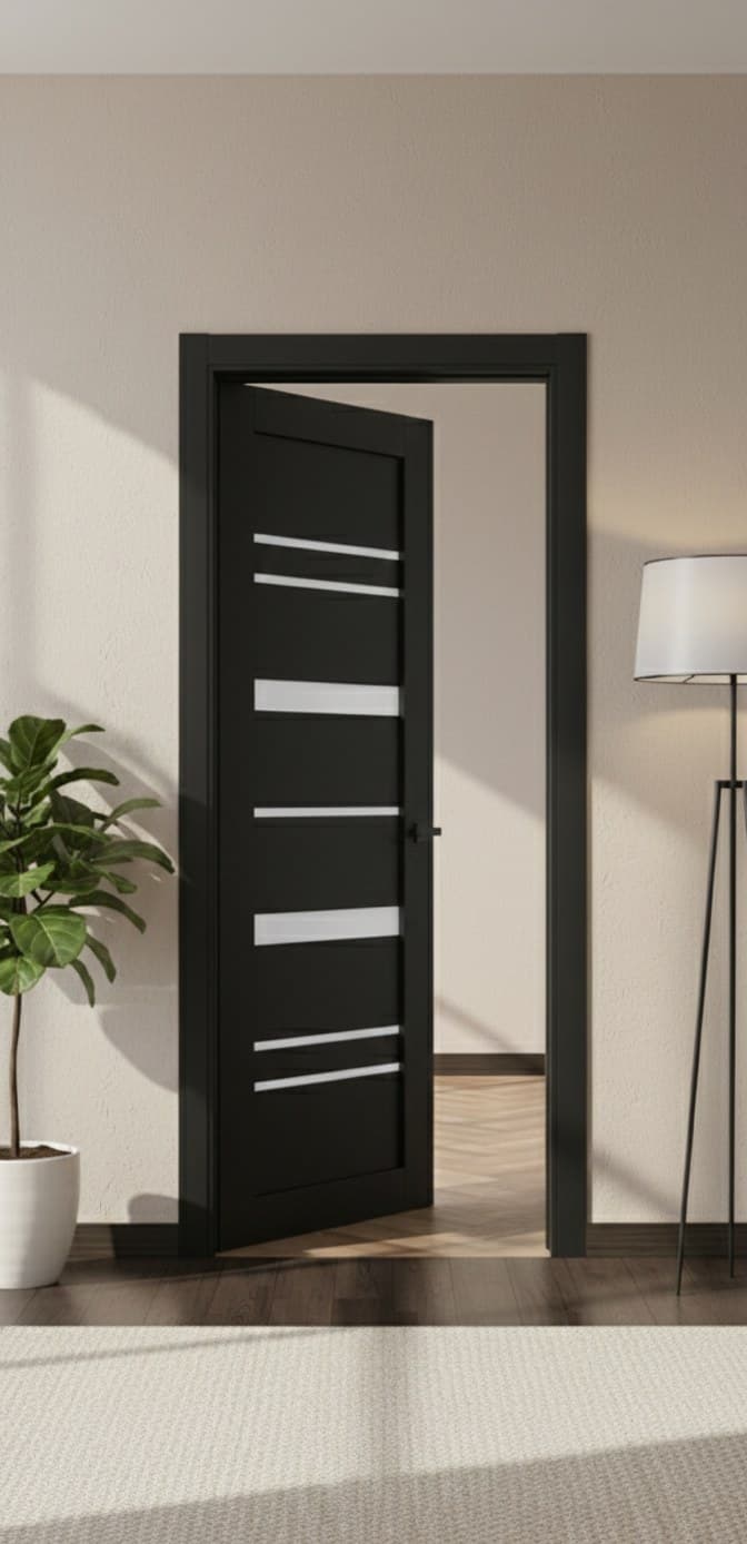 Ușă de interior T05-design cu inserții orizontale din sticlă - montat