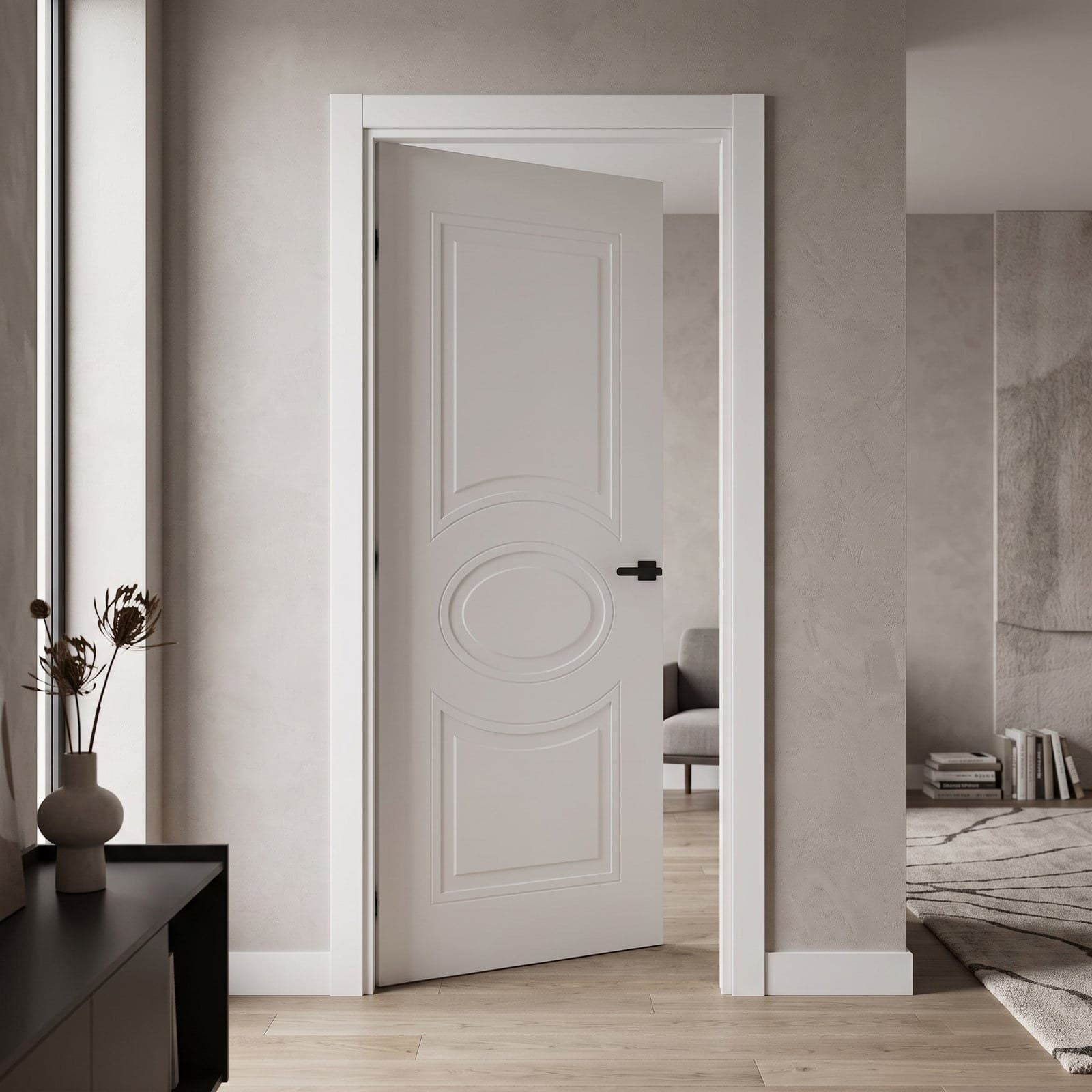 Ușă interior JYP-106 vopsită cu balamale ascunse - montat