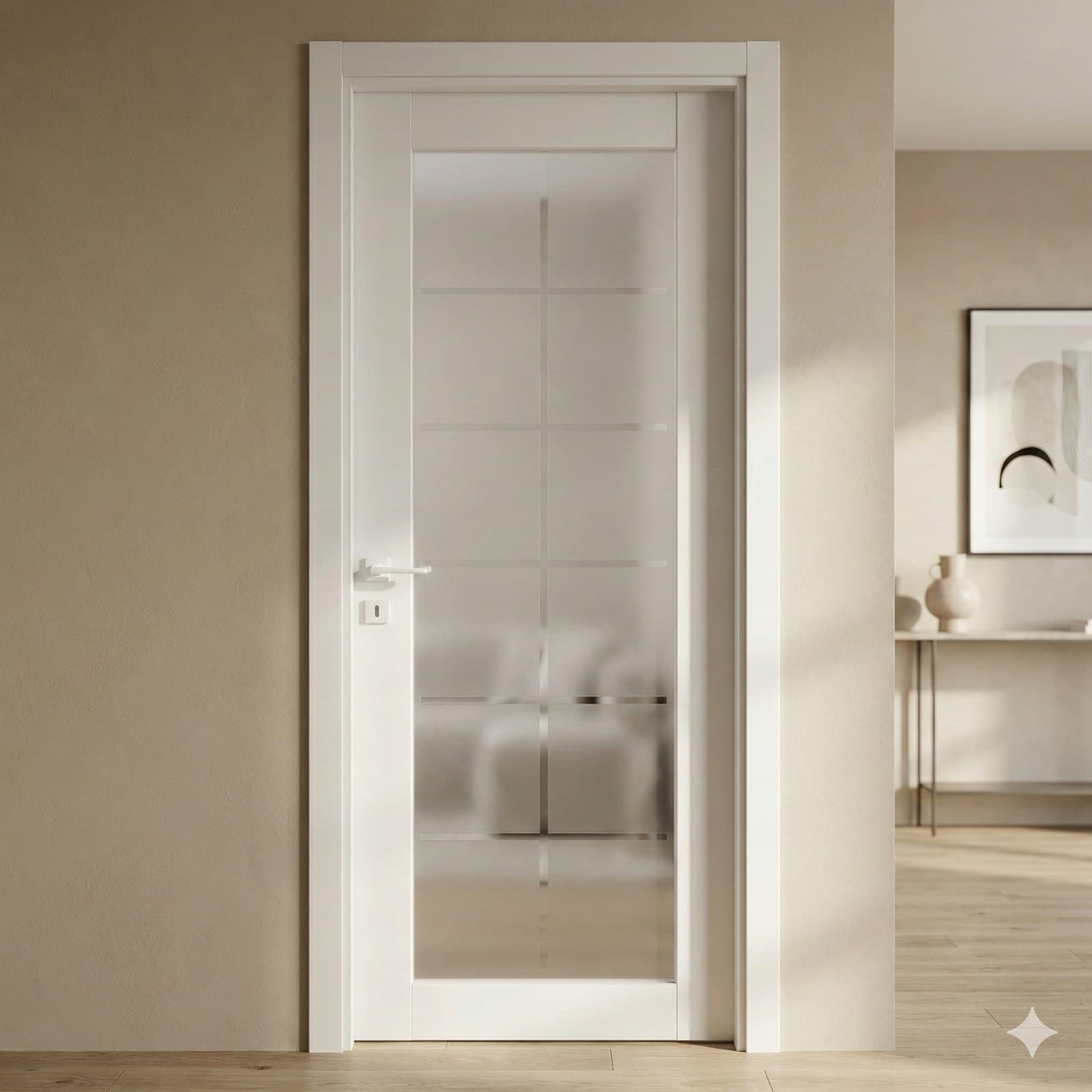 Ușă interior Loft Porto - Alb mat vopsit cu sticlă