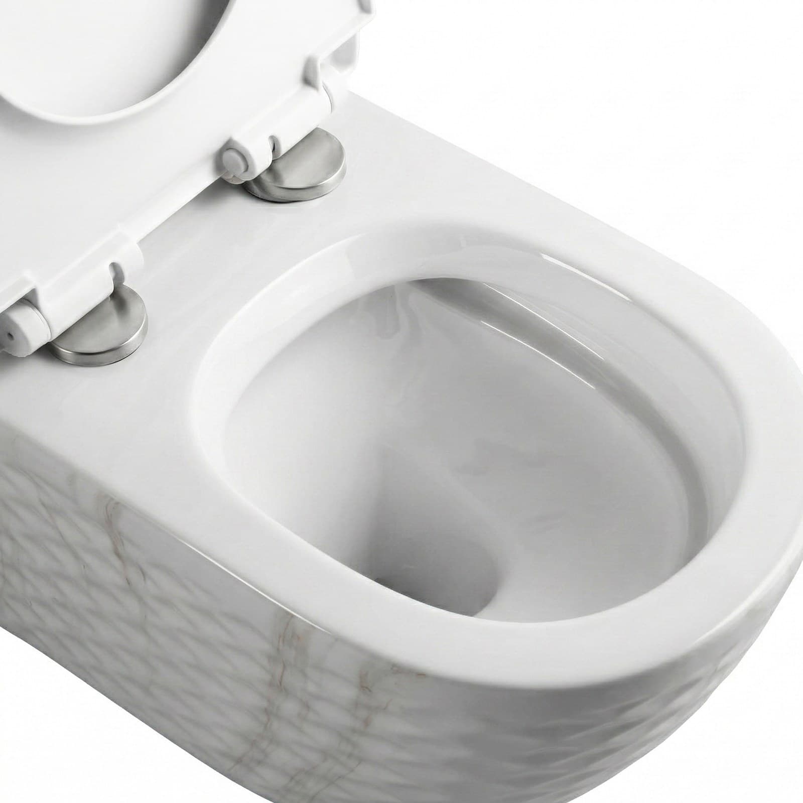 Vas WC Modern Rimless - Alb Marmorat Diamond 3D