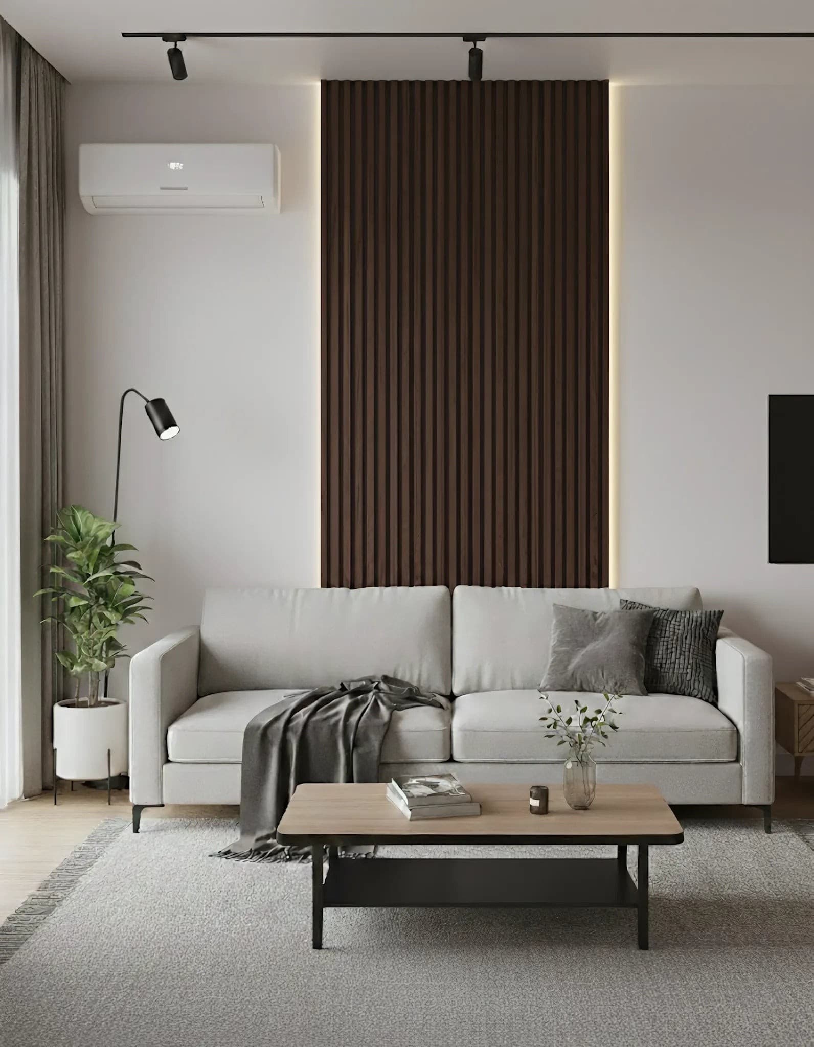 Panou riflaj decorativ Deep Walnut 001 - nuc închis intens cu fundal negru
